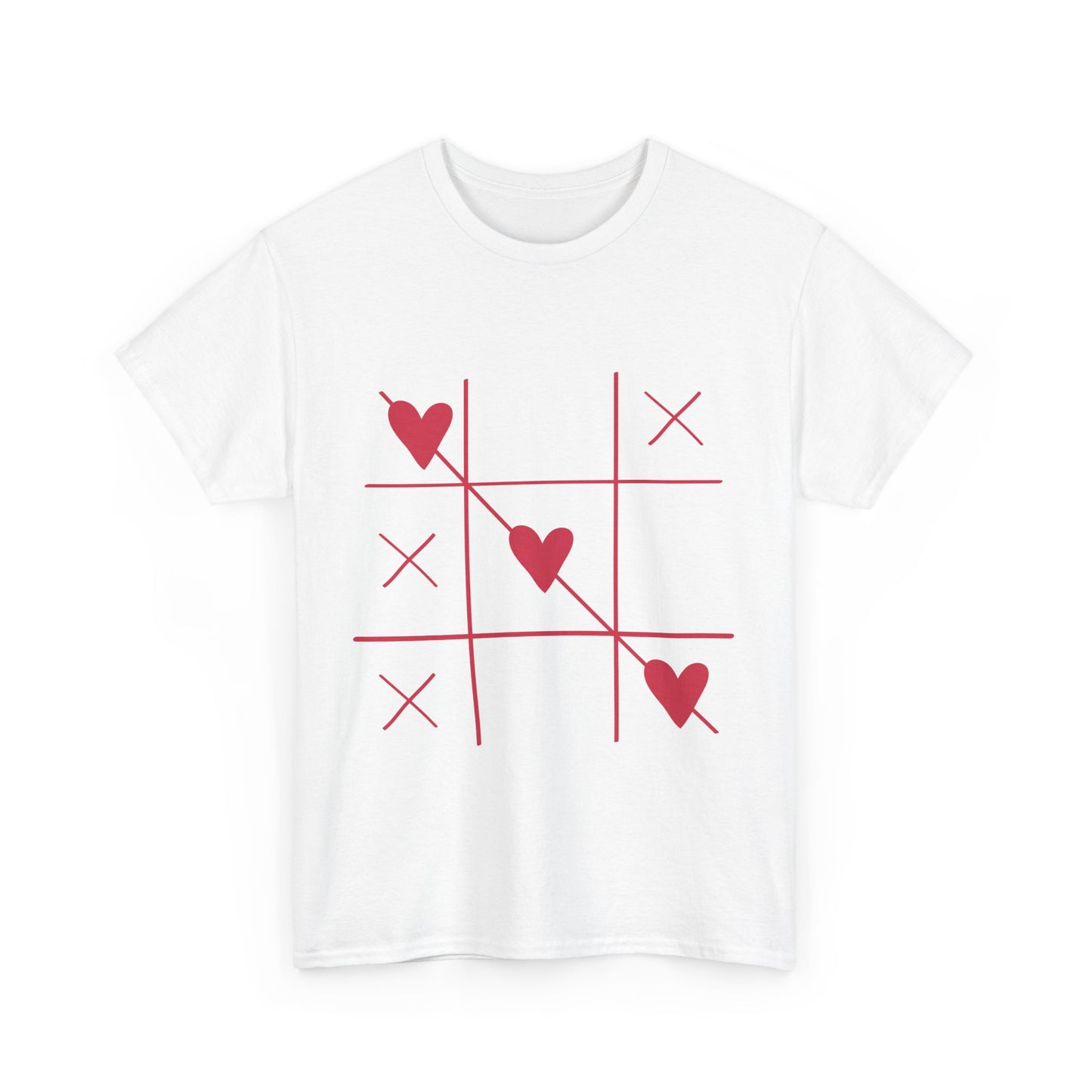 Valentine's Day Tic Tac Toe Tee, Love Game Shirt, Heart Pattern T-Shirt, Unisex Cotton Tee, Cute Casual Wear