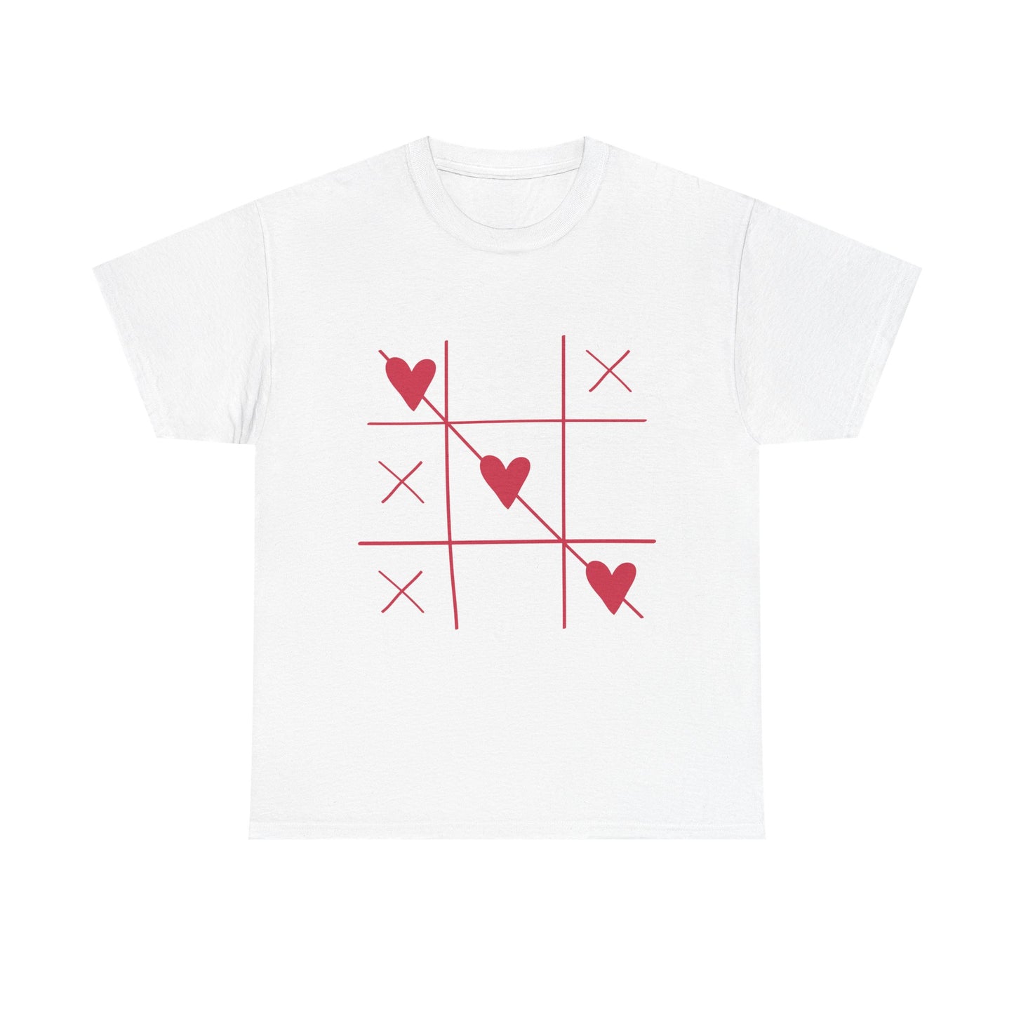Valentine's Day Tic Tac Toe Tee, Love Game Shirt, Heart Pattern T-Shirt, Unisex Cotton Tee, Cute Casual Wear