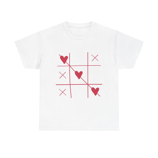 Valentine's Day Tic Tac Toe Tee, Love Game Shirt, Heart Pattern T-Shirt, Unisex Cotton Tee, Cute Casual Wear